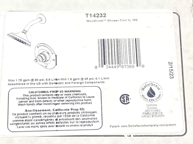 Monitor Delta T14232 Woodhurst Serie 14 Función Única Cromo CAJA ABIERTA