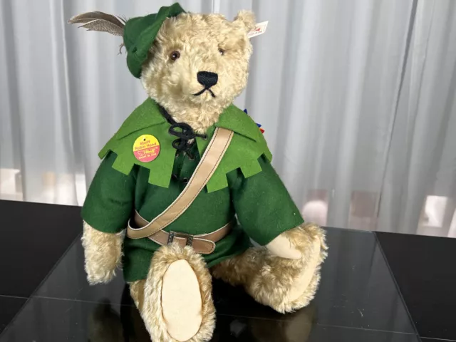 Steiff Tier 655203 Teddy Bär Robin Hood 45 cm. Top Zustand 2