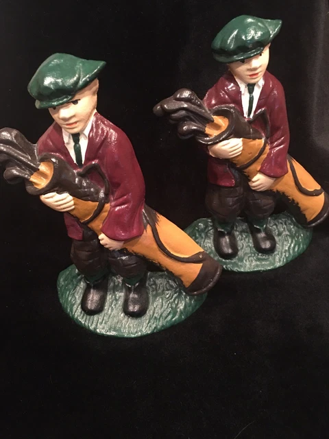 Pair of Vintage? Cast Iron Golfer Door stops or book ends