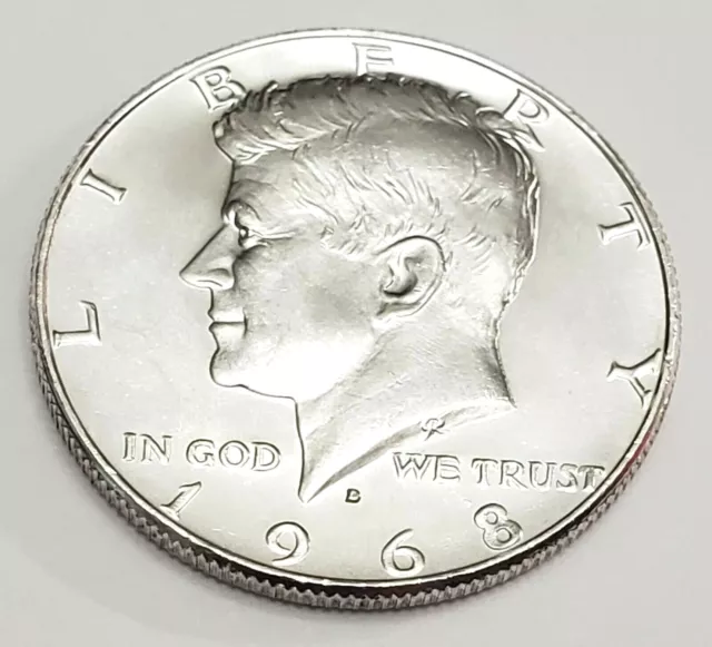 1968 D Kennedy Half Dollar 40% SILVER  *AU - ABOUT UNCIRCULATED* *FREE SHIPPING*