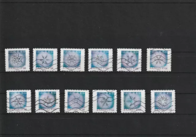 France 2018 Les Flocons Serie Complete De 12 Timbres Obliteres