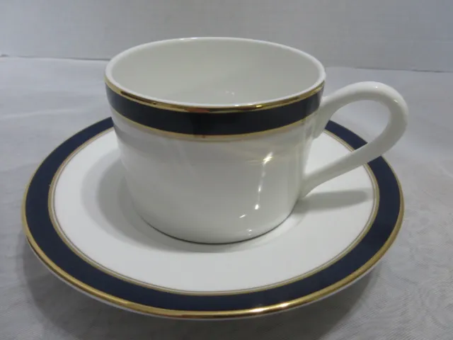 Towle Silversmiths Fine Bone China "Colonnade Blue" Elegant Cup & Saucer Set
