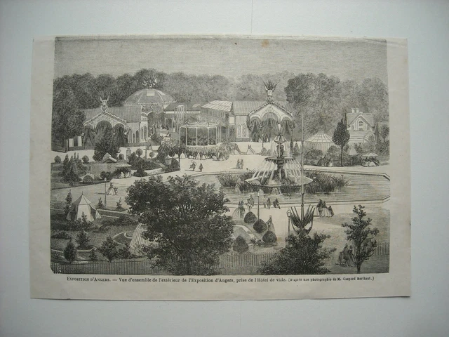 Gravure 1864. Exposition D’angers. Vue D’ensemble De L’exterieur De L’expo, Pris