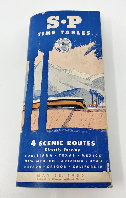 Vintage 1950 Southern Pacific Lines Time Tables Trains & Railroad Memorabilia