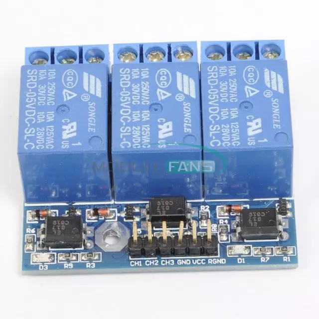 3-Channel Relay Module With Optocoupler Isolation Compatible 3.3V 5V Signal MF