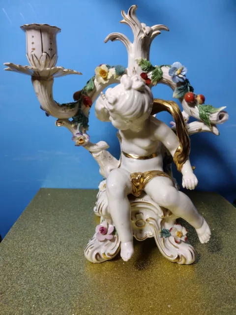 RARE VERY LARGE POTSCHAPPEL DRESDEN SAXONY PORCELAIN CANDELABRA made GERMANY VF 2