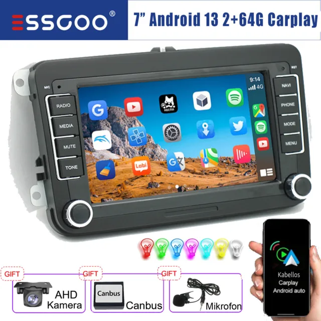 2+64G Android 13 Carplay Autoradio Navi Für VW Golf 5 6 Touran Polo 6R Caddy EOS