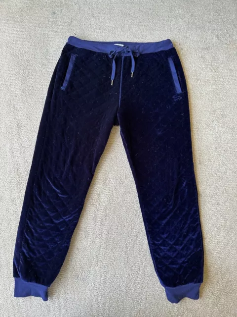 PETER ALEXANDER Women’s Navy Velour Quilted Long Track pants/loungewear Size M