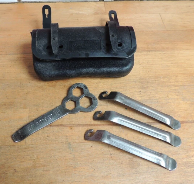 ANCIENNE TROUSSE À OUTILS en CUIR pour vélo Collection cycles 4 Outils D EUR 29,00 - FR