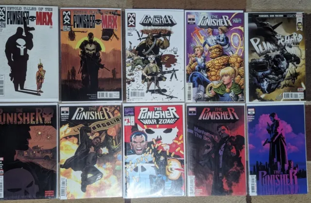 PUNISHER Comic Book Lot Of 10-WAR ZONE #1, Barracuda, War Machine, Untold Max