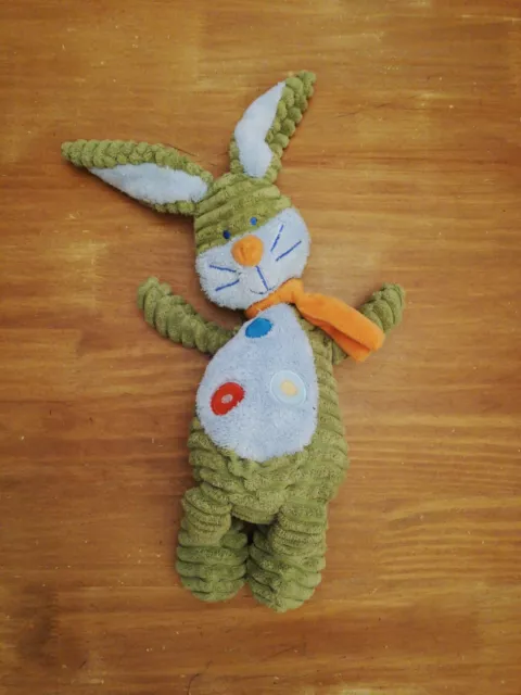 Doudou Peluche TEX Baby Lapin Vert Écharpe Orange Bleu Ronds GM