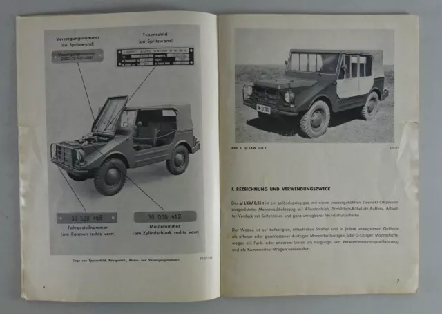 Betriebsanleitung Auto Union DKW Munga 0,25t gl. Stand 02/1957 2