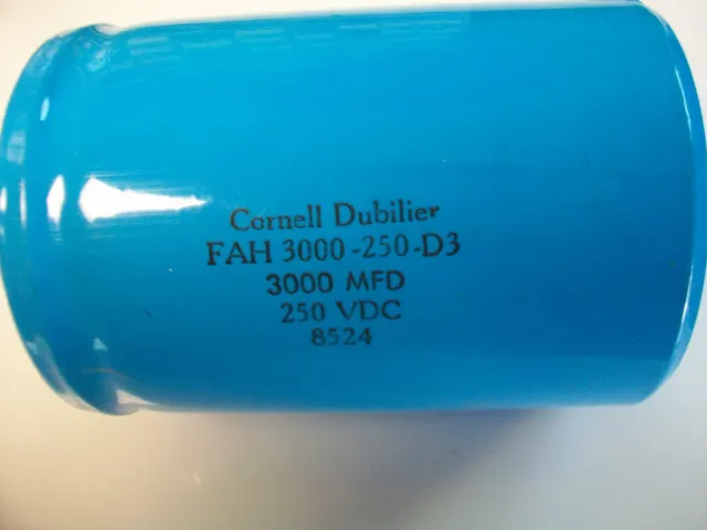 CORNELL DUBILIER 3000 MFD. 250 V. Dc. COMPUTER GRADE CAPACITOR   FAH 3000-250-D3