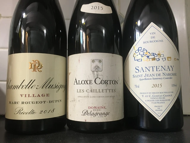 Lot -- Chambolle Musigny 2018 + Aloxe Corton 2015 + Santenay 2015 .