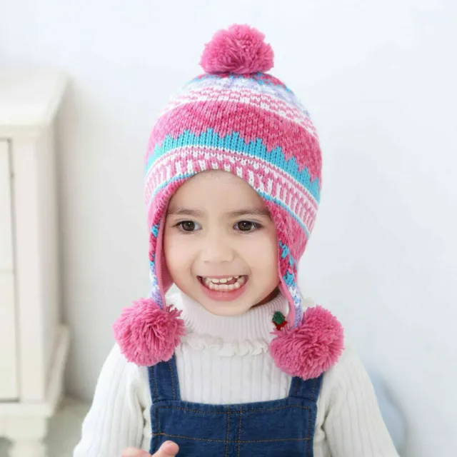 Cappello invernale bambina berretto caldo pappagallo pile lavorato a maglia berretto pompom bambino bambino