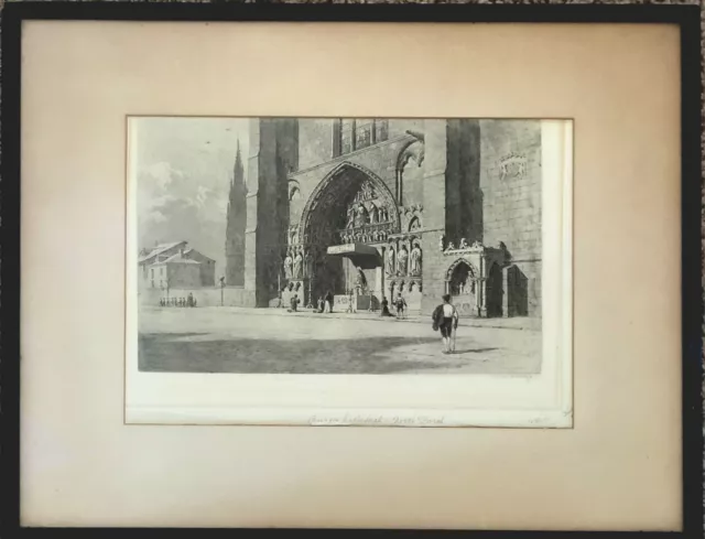 Axel Herman Haig (Swedish, 1835-1921)  Framed Signed Etching ~ Burgos Cathedral