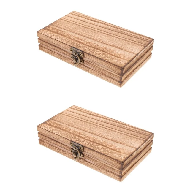 2x Estuche de joyería multiusos Caja de madera con tapa Cajas de recuerdo para recuerdos
