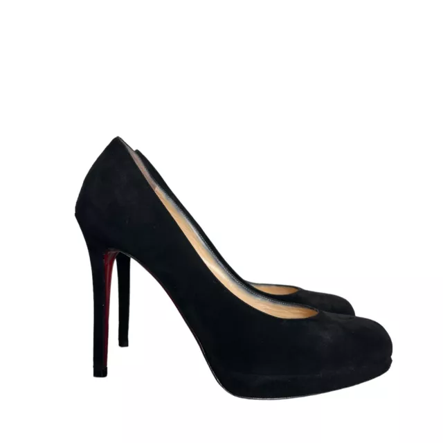 Christian Louboutin Women's Sz 37.5 US 7.5 New Simple Black Suede Pumps Heels