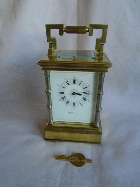 ANTIQUE HEAVY French Richard & Cie Repeater Carriage Clock + Key Just ...