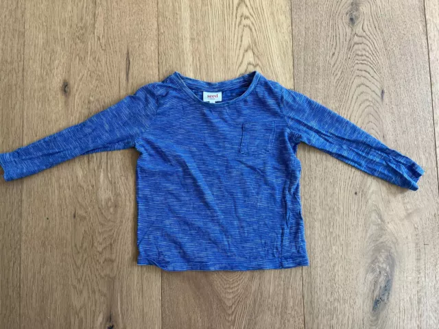 Seed Boys Blue Stripe Long Sleeve Cotton T-Shirt Size 3