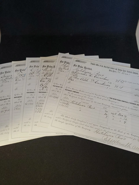 Collectible Documents Vintage Receipts 1800's Railroad NY Hudson River 1879 1878