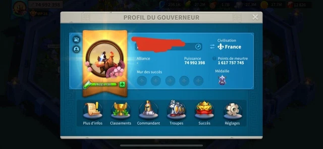 COMPTE RISE OF Kingdoms EUR 180,00 - FR
