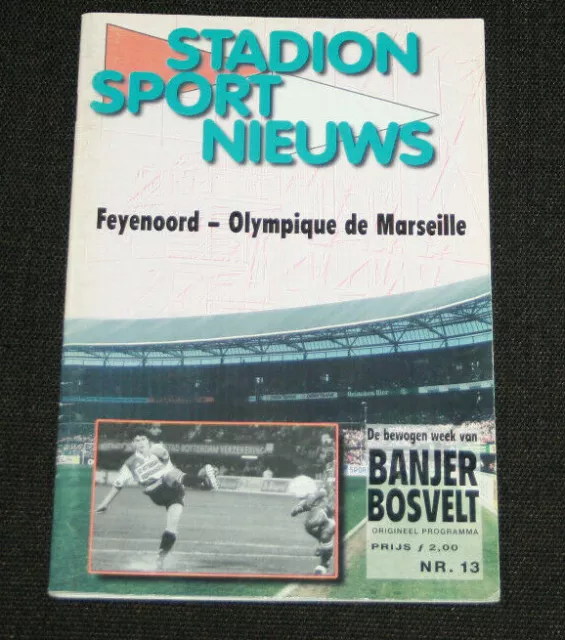 Football Programme Feyennord V Olympique Marseille Om Champions League 1999