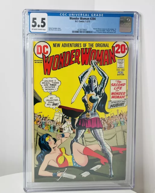 Wonder Woman #204 First 1st Appearance Of Nubia CGC 5.5 Graded