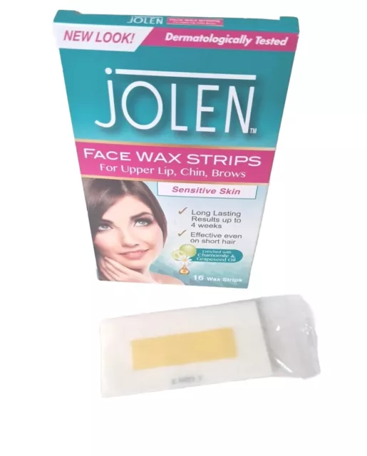 Jolen Wax Strips Face for Upper Lip Chin Brows Facial Sensitive Skin Waxing x 16