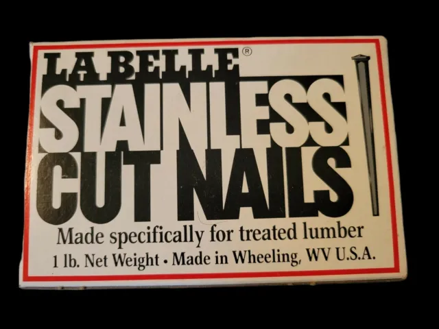 Labelle Stainless Cut Nails 1 Lb. Box, Made In Wheeling WV, Stainless Steel