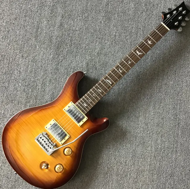 Custom Electric Guitar Flamed Maple Veneer VS Chrome Hardware Free Shipping