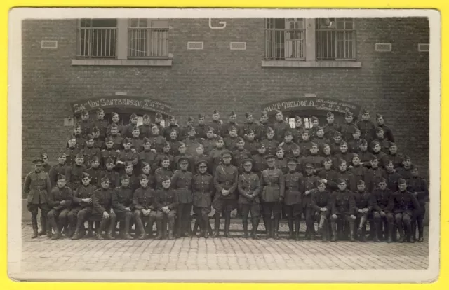 cpa CARTE PHOTO BELGIQUE 14e Régiment d'Artillerie CASERNE Hommage MORTS GUERRE