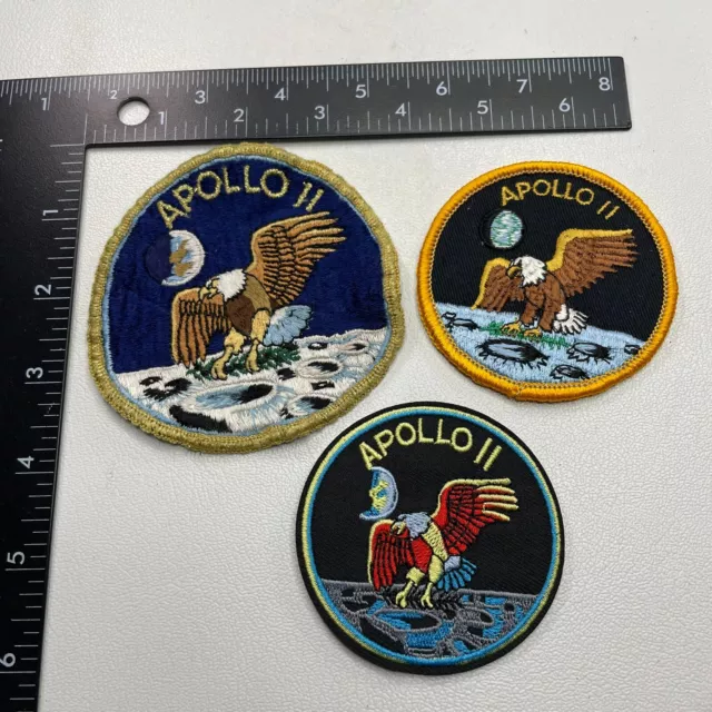 Lot 3 Very DIfferent Variatons!!! NASA APOLLO 11 Moon Lunar Mission Patches 261D