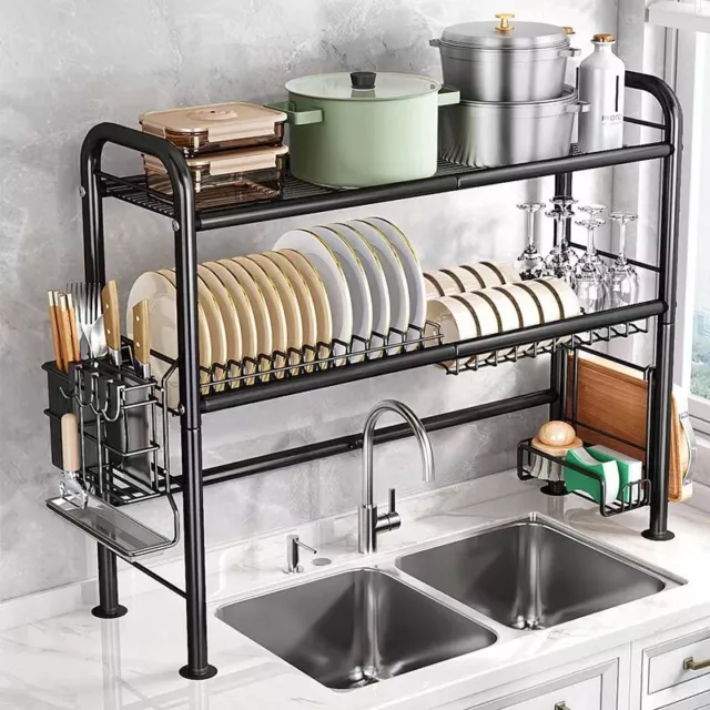 Dish Drying Rack Holder Drain caddy Kitchen Drainer Storage Over Sink Organiser