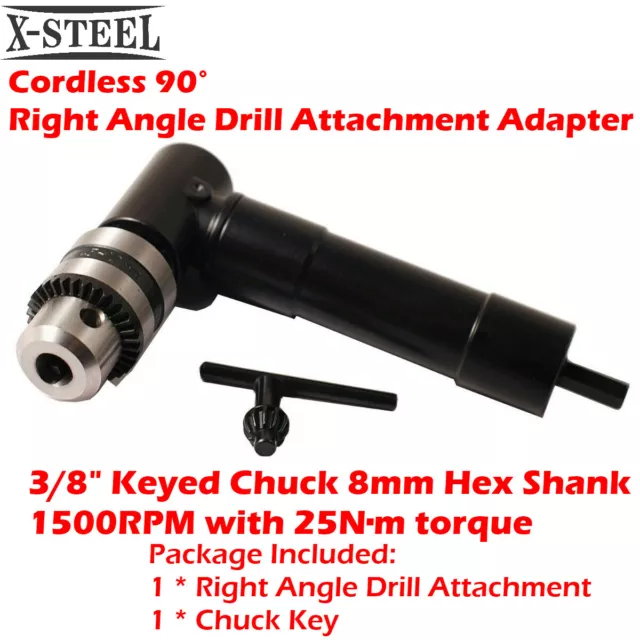Right Angle Drill Attachment, 8mm Hex Shank 90 Degrees Drill
