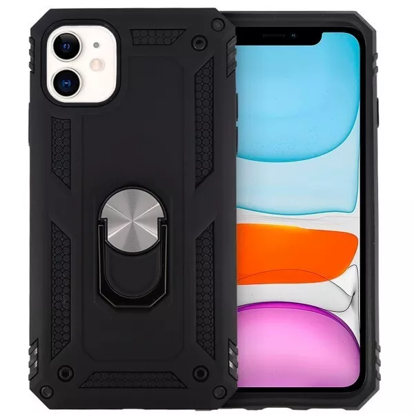 Funda Silicona Rígida con Imán y Soporte de Anilla para iPhone 11/12