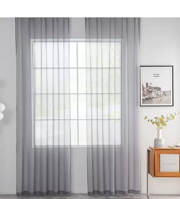 Sheer Voile Window Curtain Drape Panels Mesh See-Through Rod Pocket Living Room