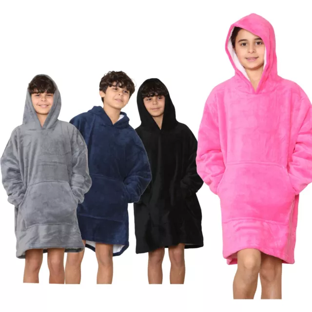 Felpa con cappuccio oversize per bambini ragazzi ultra morbida peluche fodera in pile sherpa