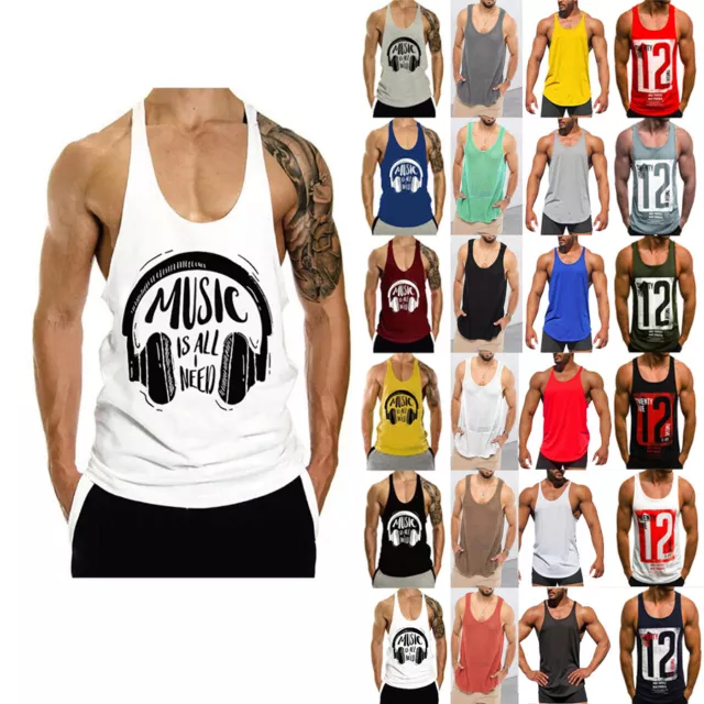 Men's Tank Top Muscle T-Shirt Gym Bodybuilding Fitness Stringer Sports Singlets