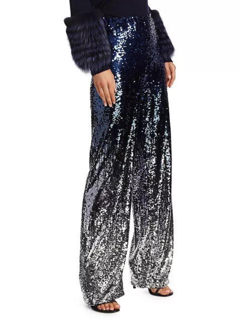 ALICE + OLIVIA $350 Black Elba Pull On Striped Metallic Velvet Wide-leg  Pants XS $160.00 - PicClick