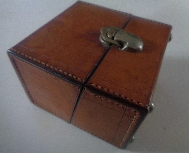 Étui Porte-cravates Vintage En Cuir Mistia - Bleu, Pliage Pression, Fait En France