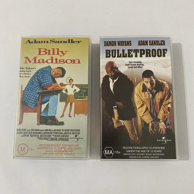 Adam Sandler VHS Video Lot - Billy Madison & Bulletproof - Excellent Condition