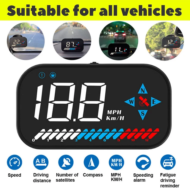 USB MPH Blanc - GPS HUD Pour Voiture, Affichage Tête Haute, Compteur De