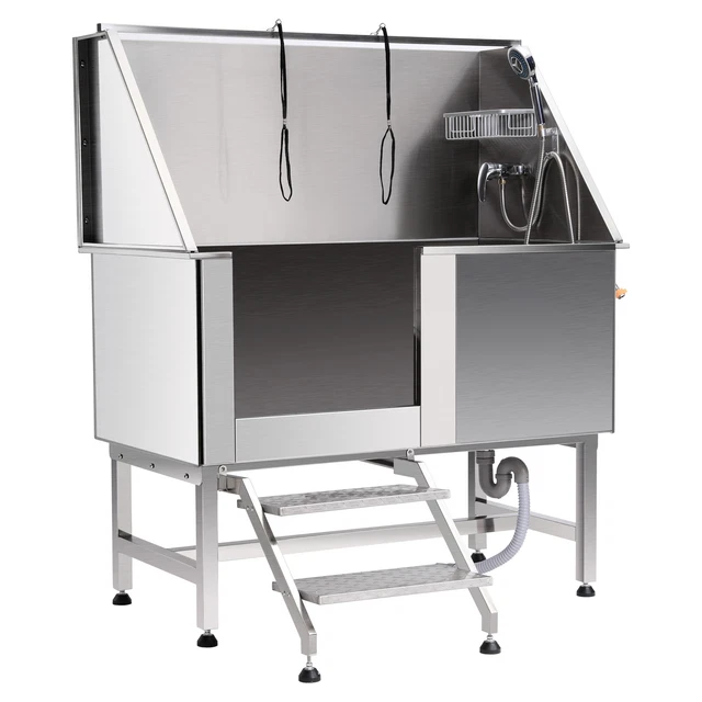 Vasca Da Bagno Per Cani Rialzata Pieghevole - 5 Altezze Regolabili, Con Scarico, Per Cani Fino 56kg, Blu - Foto 11