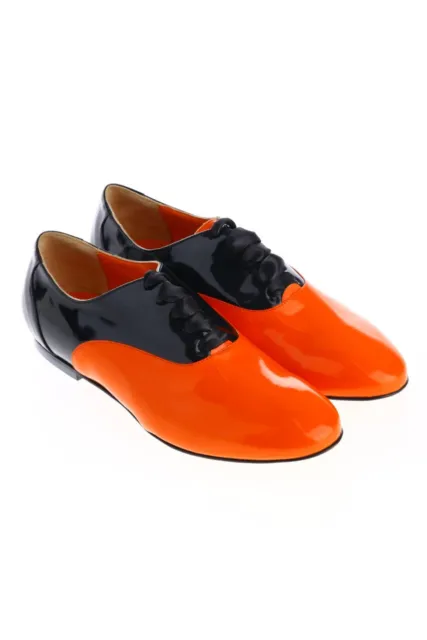 Saint-Honoré Paris Souliers lace-up shoes Patent 38 orange black NEW