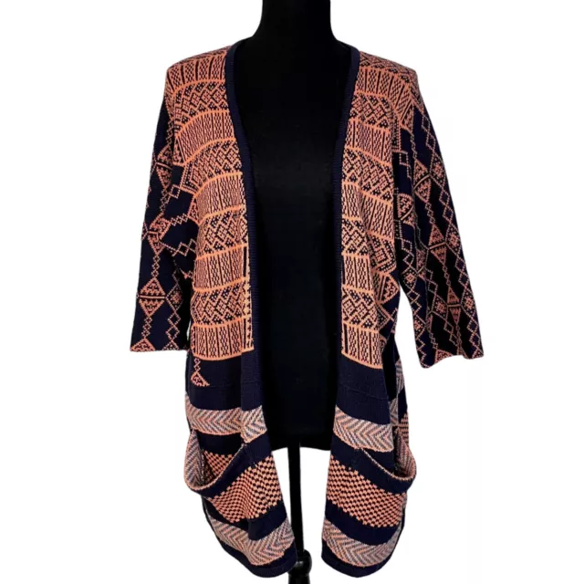 Goddis Knits XS/S Sweater TIA JACQUARD KIMONO Blur Rhapsody Cardigan Pockets 3