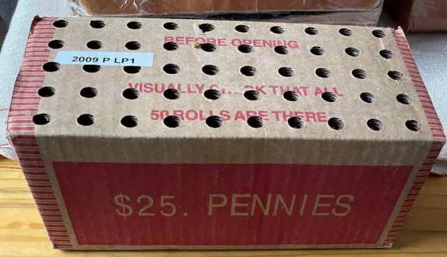 2009-P LINCOLN CENT LOG CABIN LP1 ONE CENT 50 PENNY ROLLS Sealed in BOX $25.