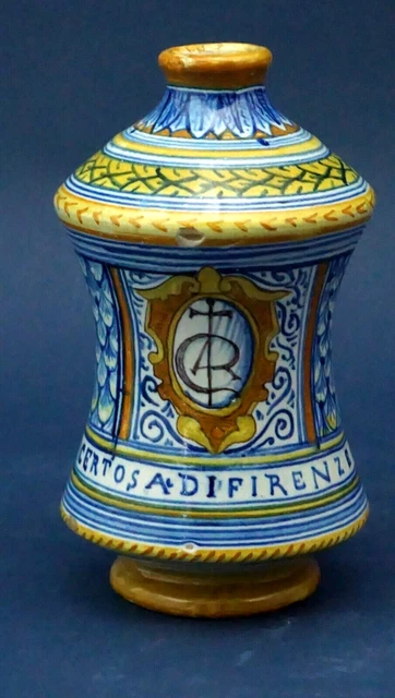 Italian Pharmacy vase Albarello majolica Cantagalli 1800 19th Florence as Ginori