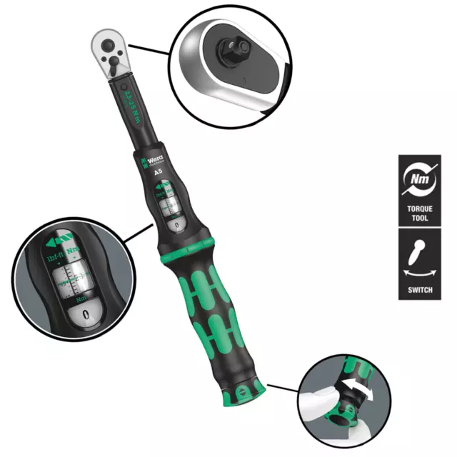 Wera Click-Torque A5 Drehmomentschlüssel 1/4" 2,5-25 Nm mit Umschaltknarre