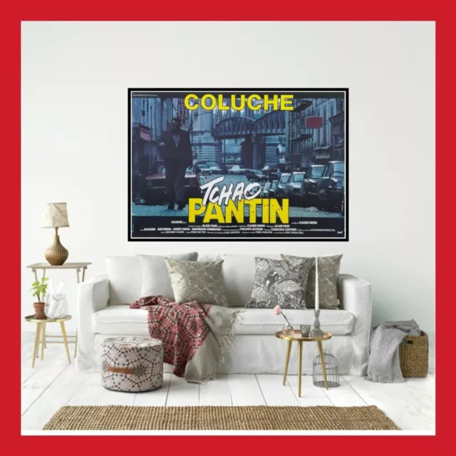 Repro Toile Coton Affiche Cinema Movie Film Poster Photo Coluche Tchao Pantin